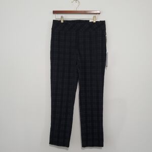 Soft Surroundings Black Velvet Plaid Elspeth Pants Straight Leg PullOn SZM 10/12